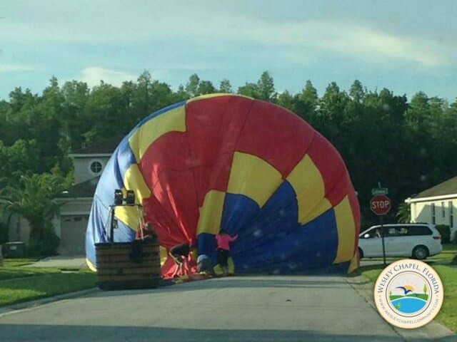 Residents in a Wesley Chapel neighborhood were surprised by a hot air balloon landing